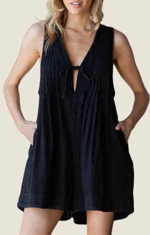 Carmen Black Denim Romper