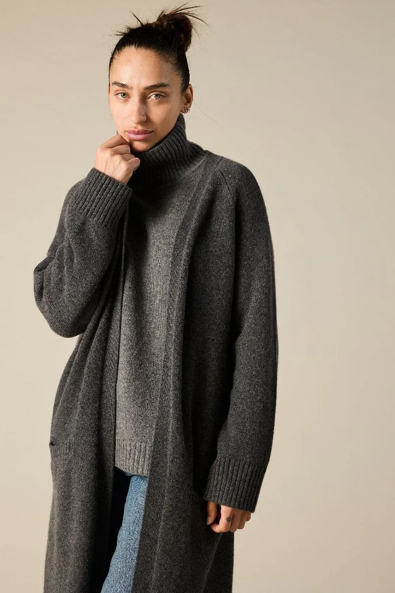 Cashmere Angie Maxi Duster Cardigan in Charcoal Grey