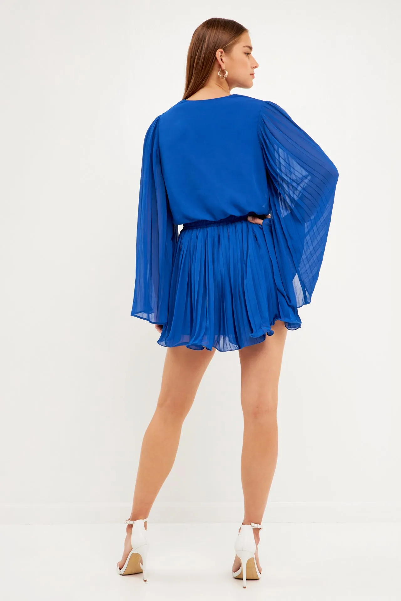 Chiffon Pleated Wrap Romper