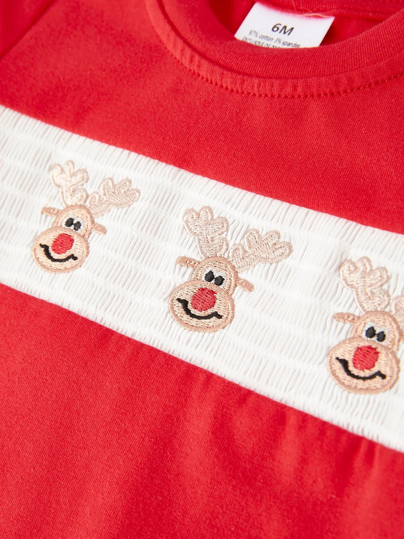 Christmas Red Smocking Embroidery Boys Romper