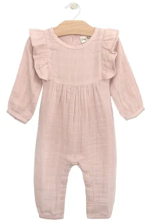 City Mouse Soft Rose Muslin Tie Romper