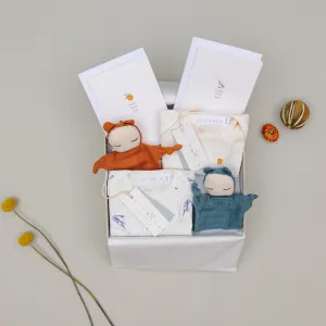 Clementine / Blue Shrimp Romper Twin Gift Set