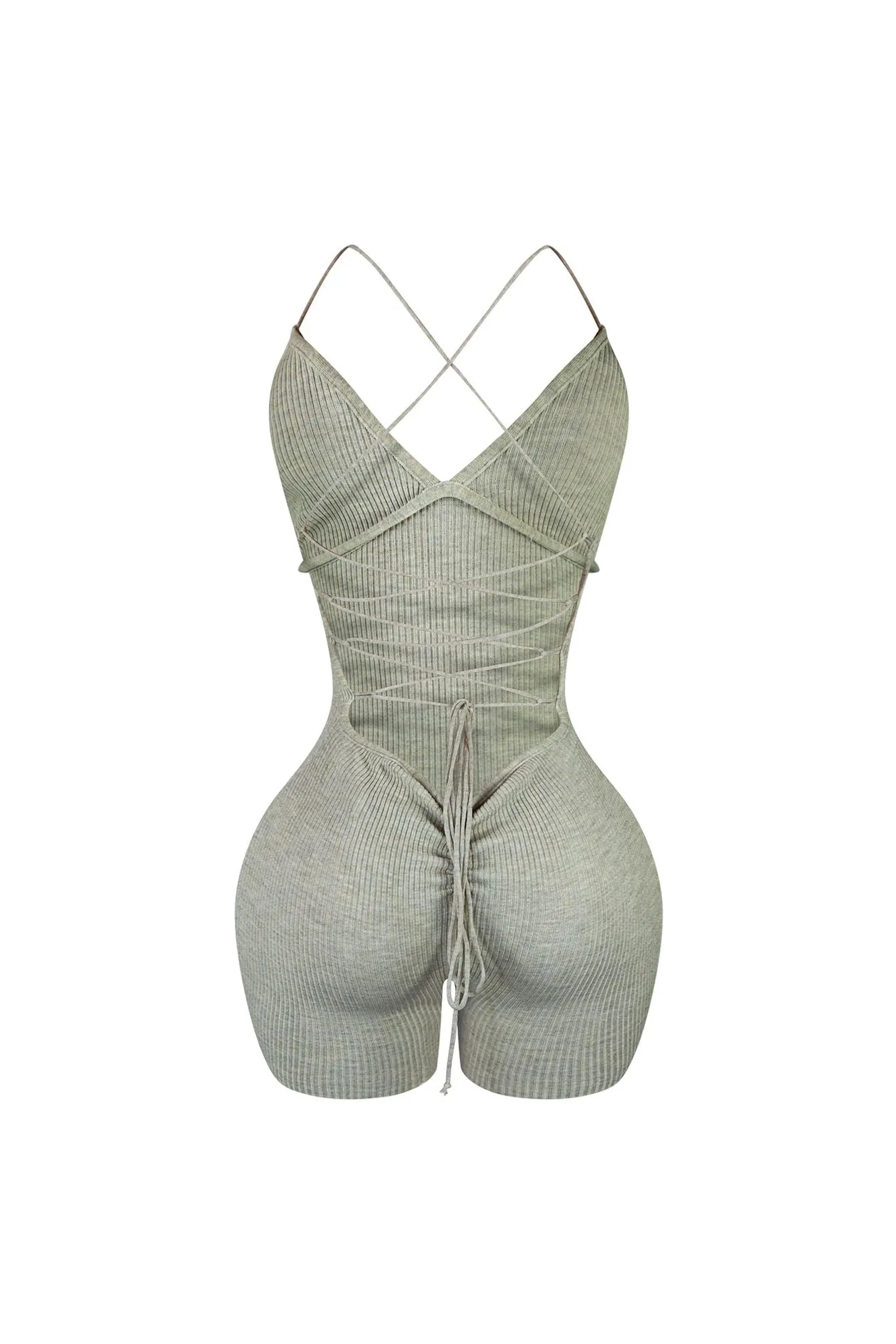 Close Enough Back Lace Up Knit Romper