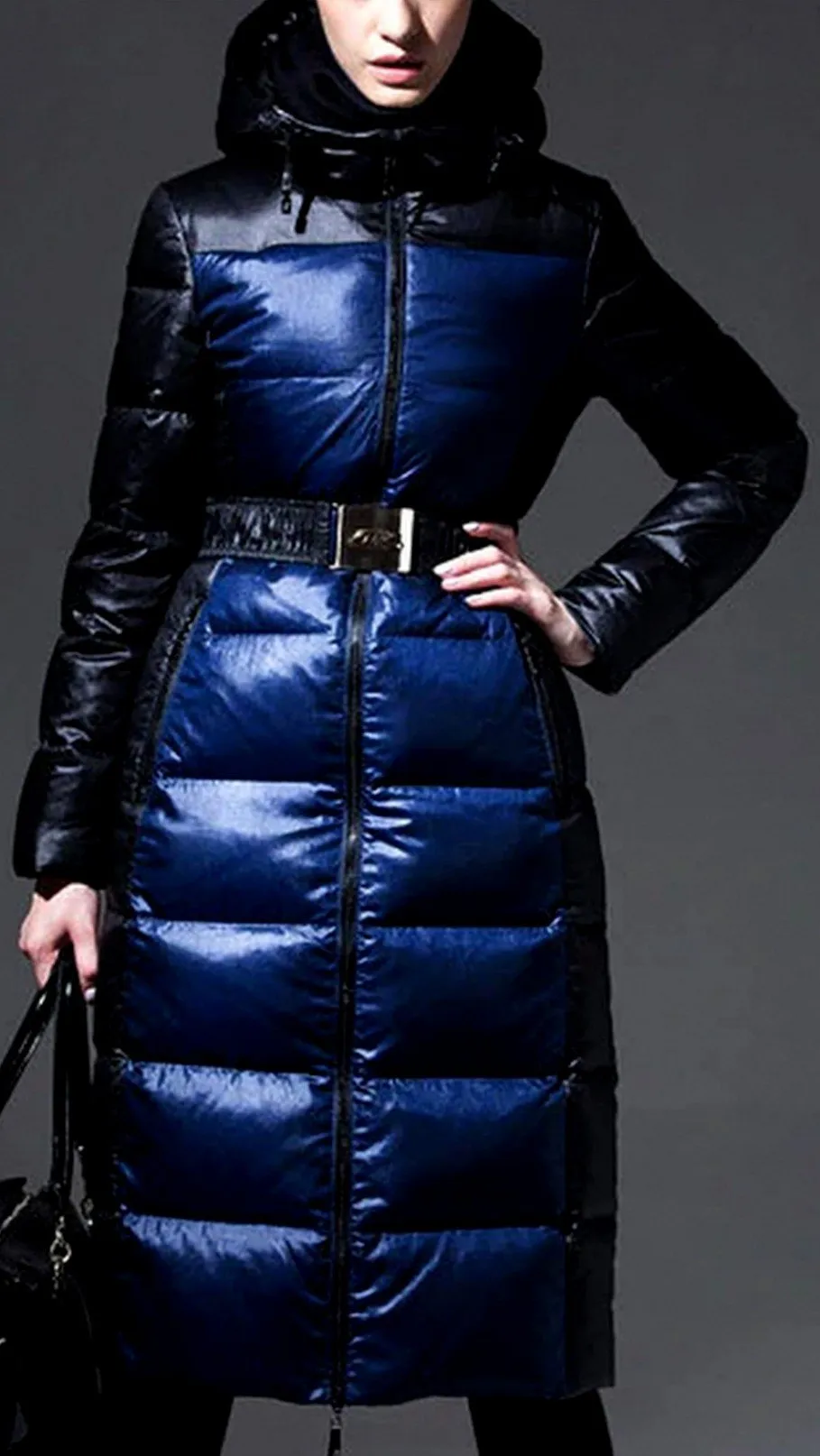 Color-Contrast Puffer Coat