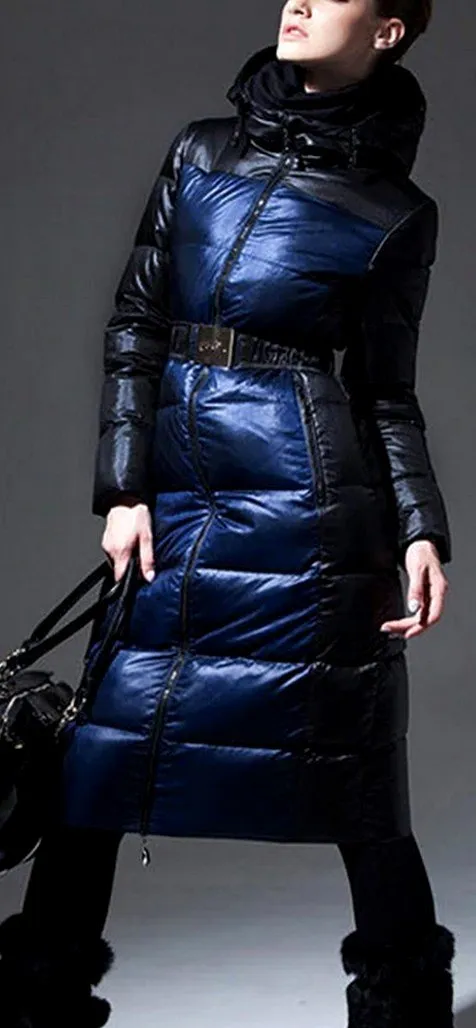 Color-Contrast Puffer Coat