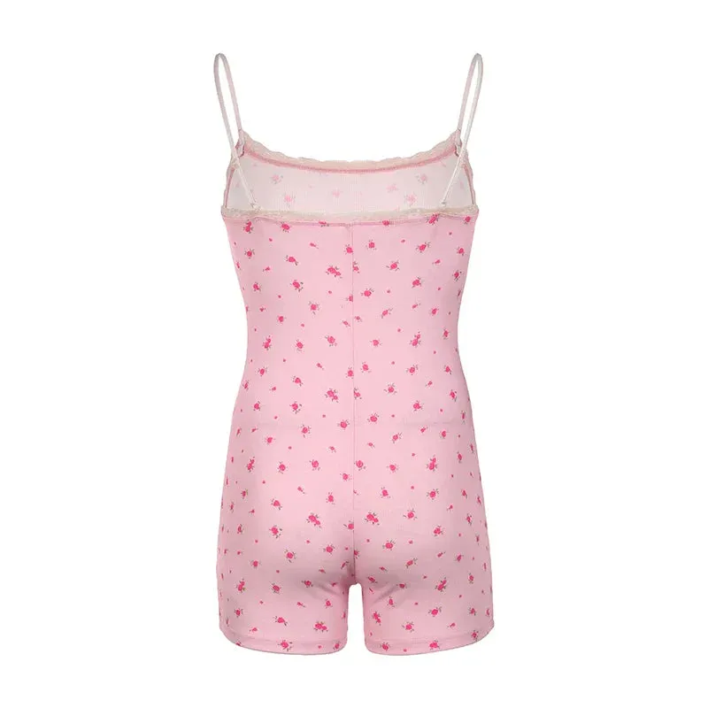 Cotton Rosebud Tank Top Romper