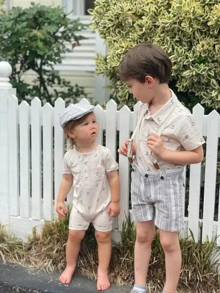 Cream henry print romper | Me & Henry