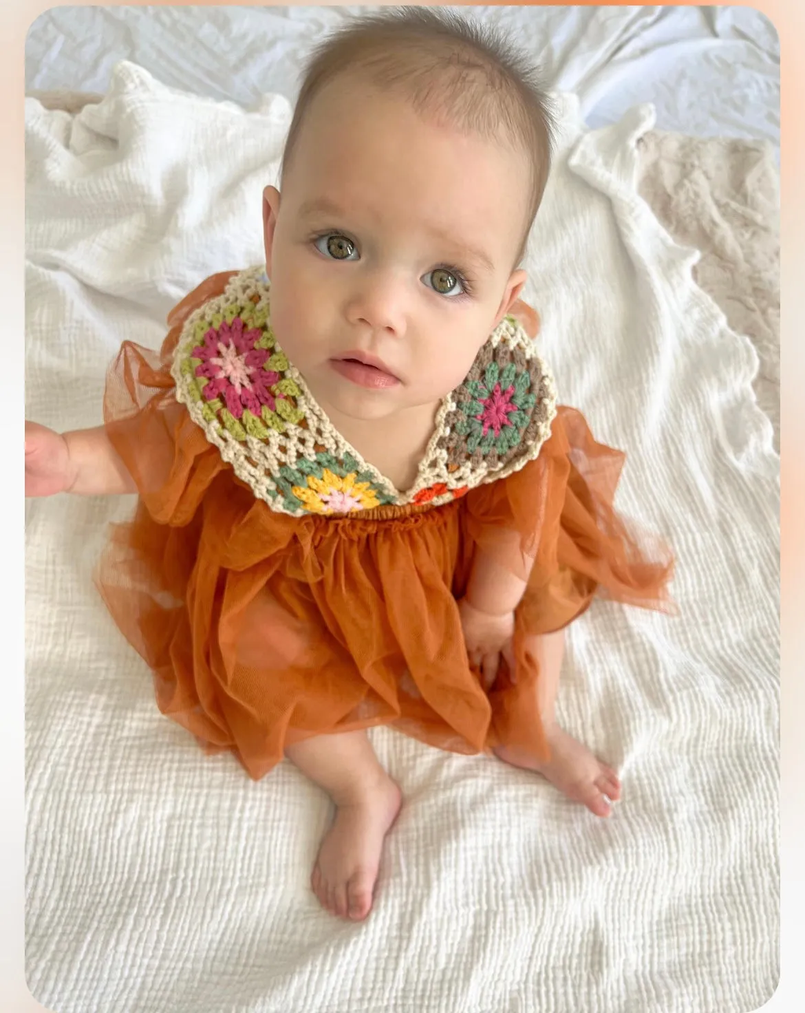 Crochet Bohemian Romper Dress , Baby Girl Newborn to 3 years