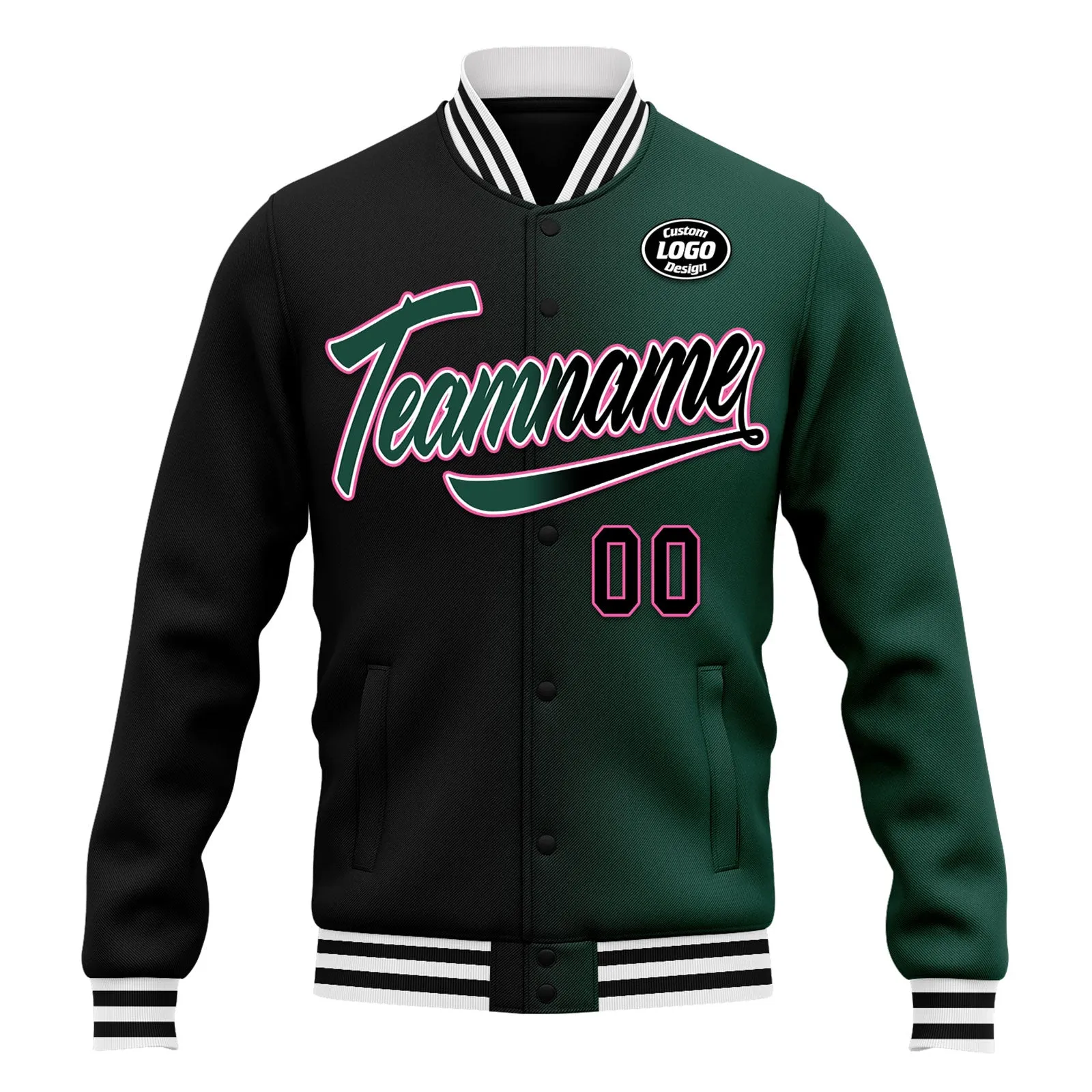 Custom Gradient Fashion Jacket Bomber Full-Snap Varsity Letterman Personalized Jacket FZ005-D028016-8