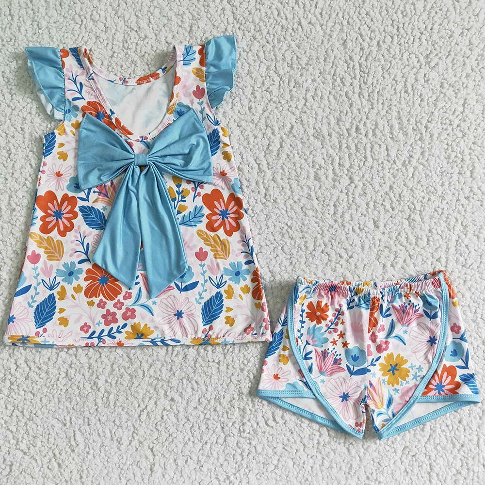 Cute Infant Baby Girl Rompers Flower Print Cute Summer Girls Sibling Clothes Matched Romper SR0037