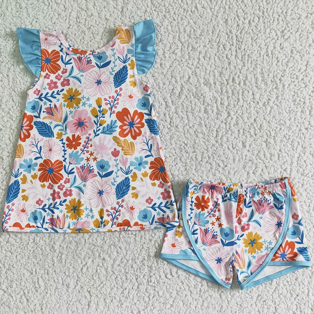 Cute Infant Baby Girl Rompers Flower Print Cute Summer Girls Sibling Clothes Matched Romper SR0037