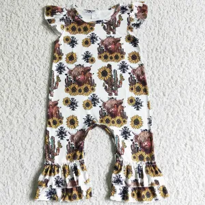 Cute Newborn Infant Baby Rompers Fashion Cactus Cow Print Infant Girls Romper Western Style Boutique Kids Clothes Girls Rompers SR0048