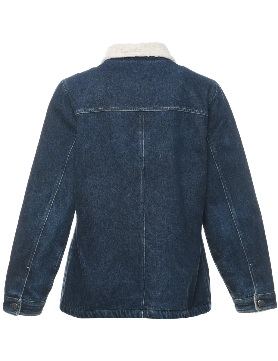 Dark Wash Shearling Denim Jacket - M