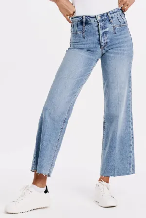 Dear John Holly Super High Rise Raw Hem Straight Jean in Crescent