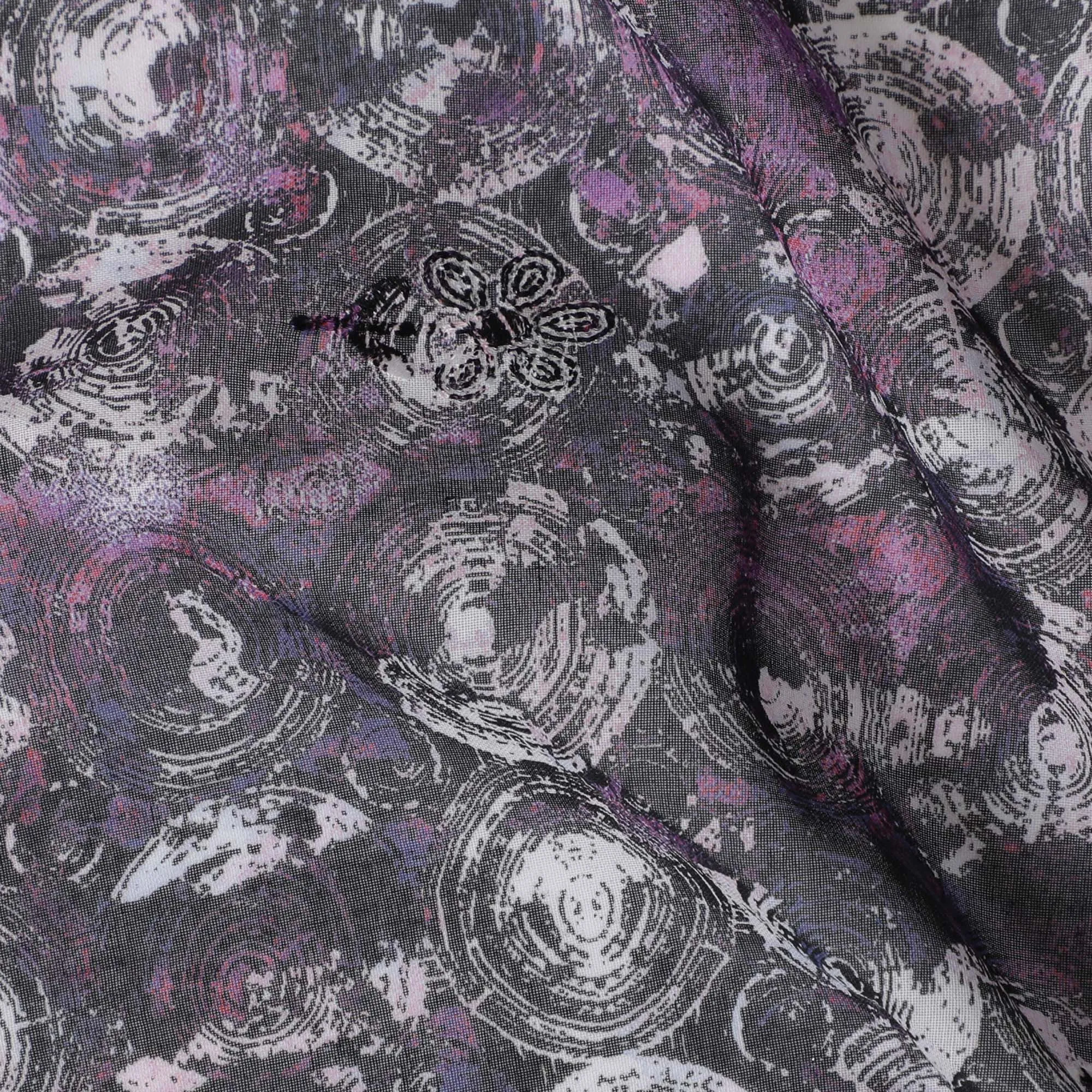 Deep Mauve Premium Cotton Voile Fabric with Historical Coin Motifs - Traditional Thobe Material, 140 cm Wide-D20229