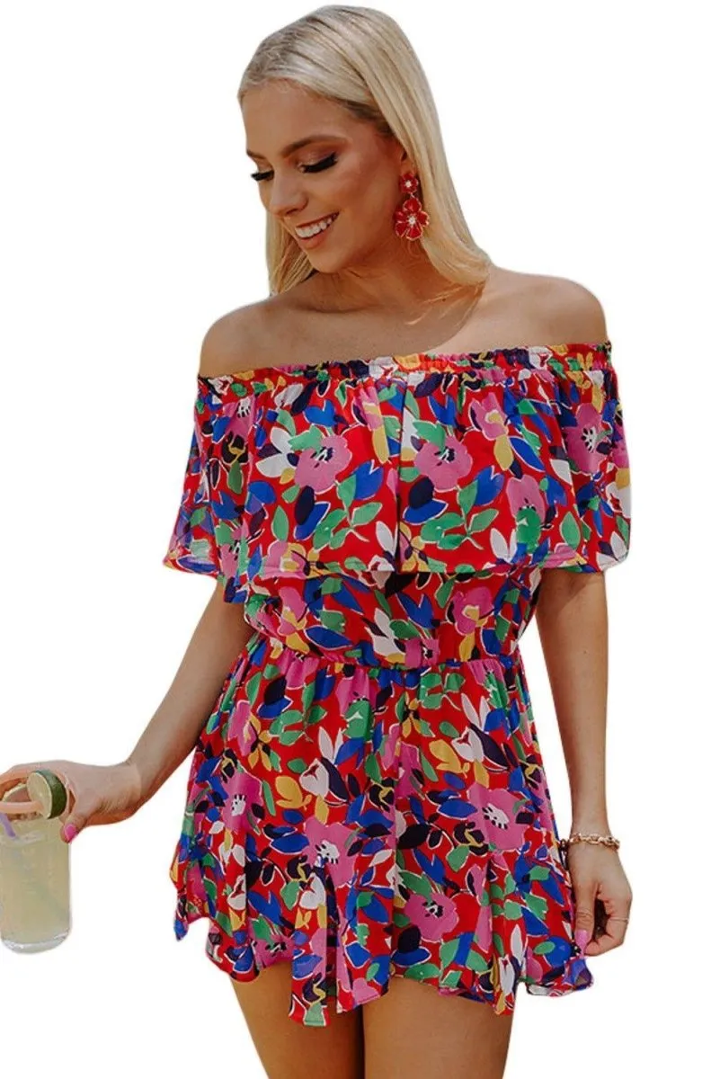 Donna Off Shoulder Ruffle Romper Set