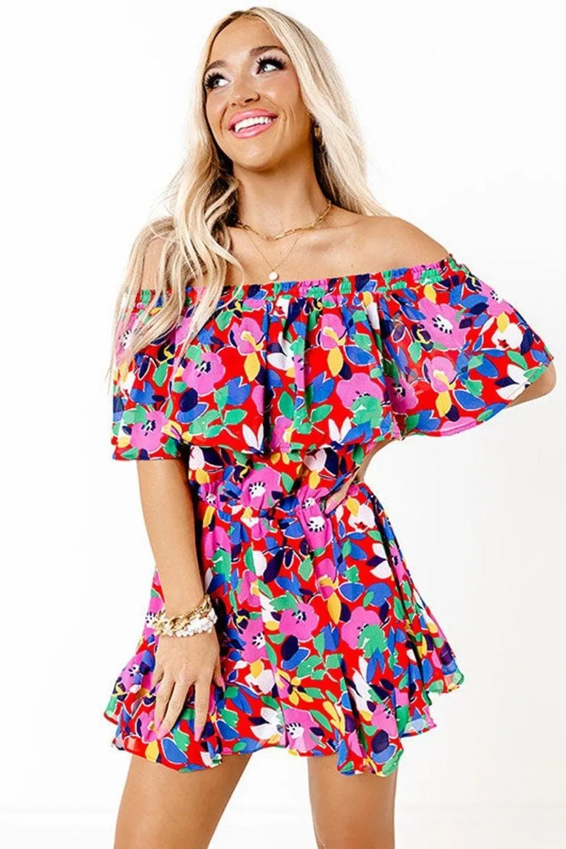 Donna Off Shoulder Ruffle Romper Set