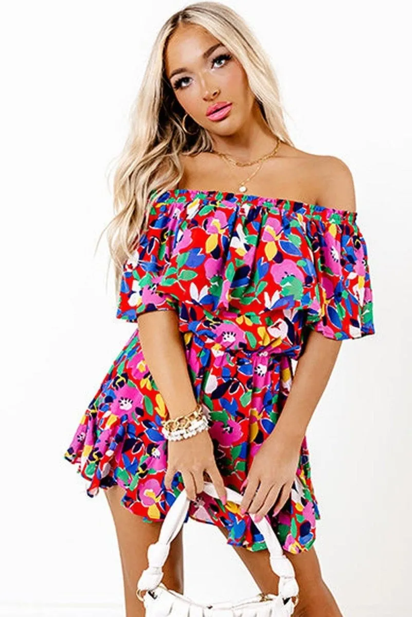 Donna Off Shoulder Ruffle Romper Set