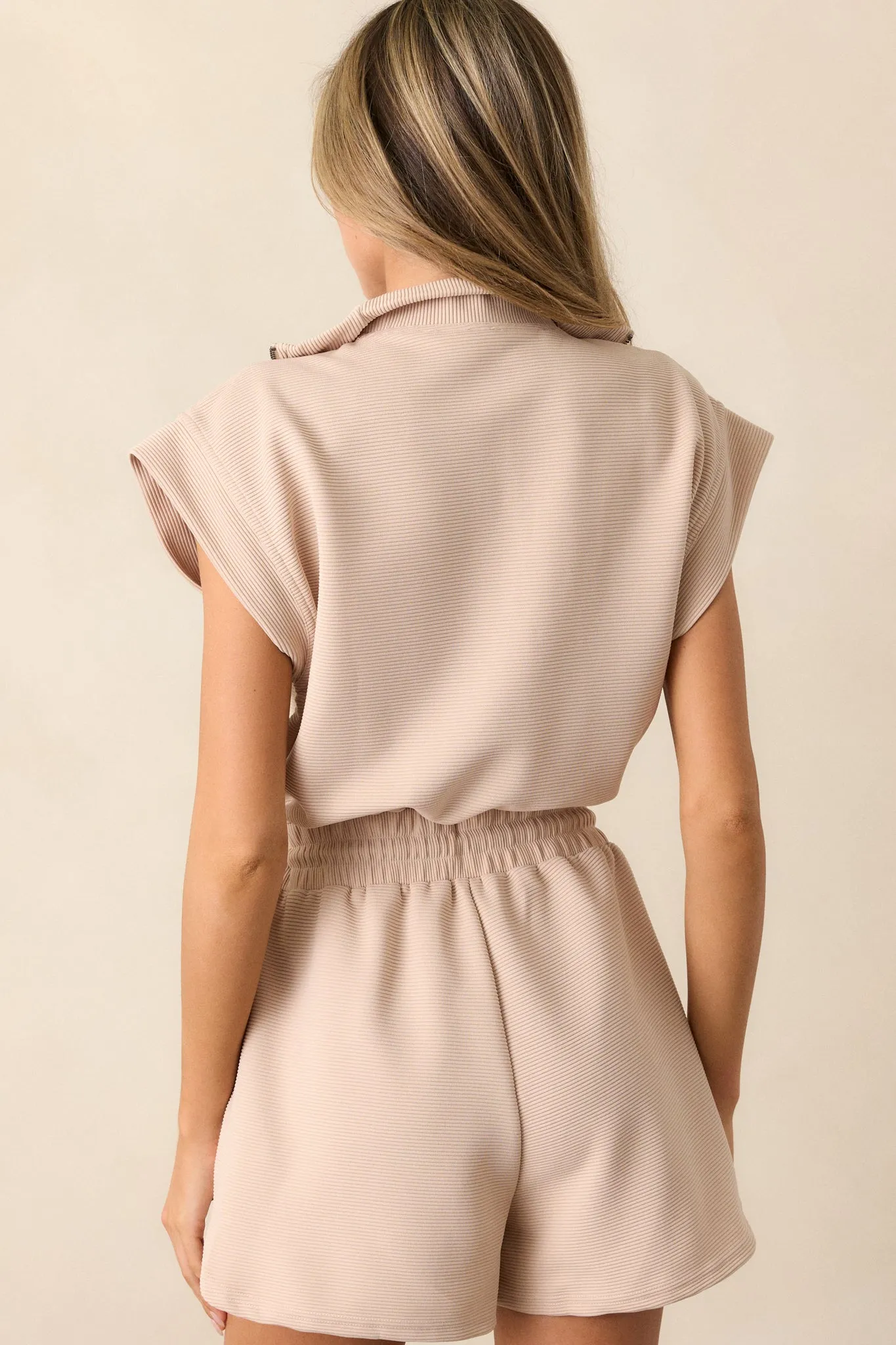 Embrace Today Taupe Half Zip Romper