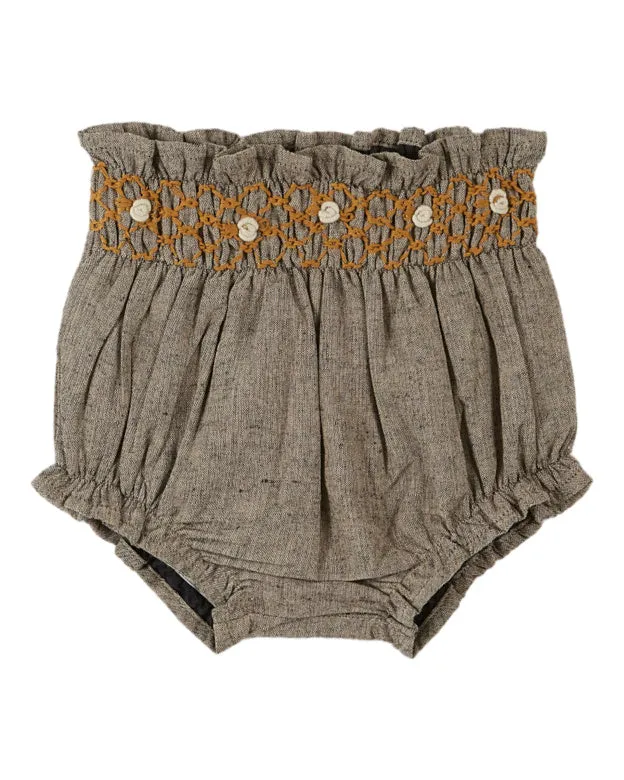 Emile et Ida 24AW Smocked Brown Bloomer