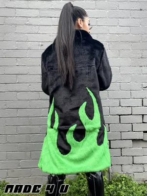 *EXCLUSIVE COLLAB* PURE FIRE FAUX FUR JACKET - GREEN/BLACK ✰ MADE 4 U ✰