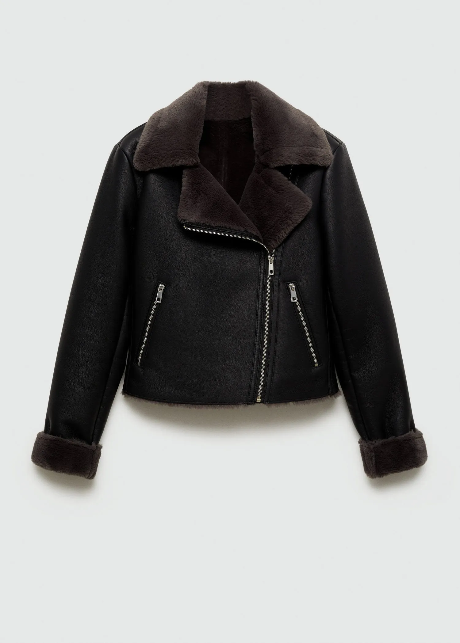 Faux shearling-lined jacket - Black