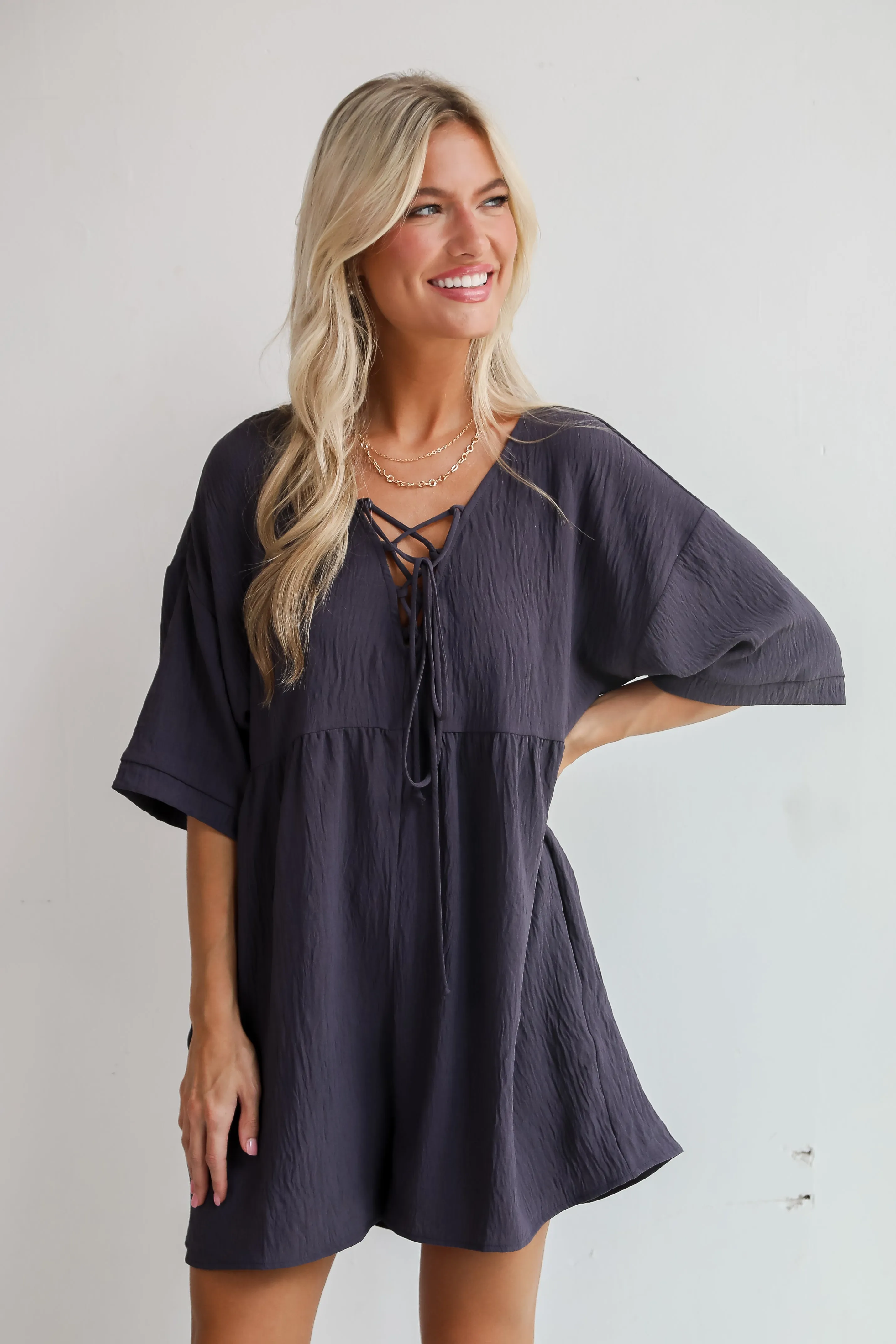 FINAL SALE - Remarkable Grace Charcoal Romper