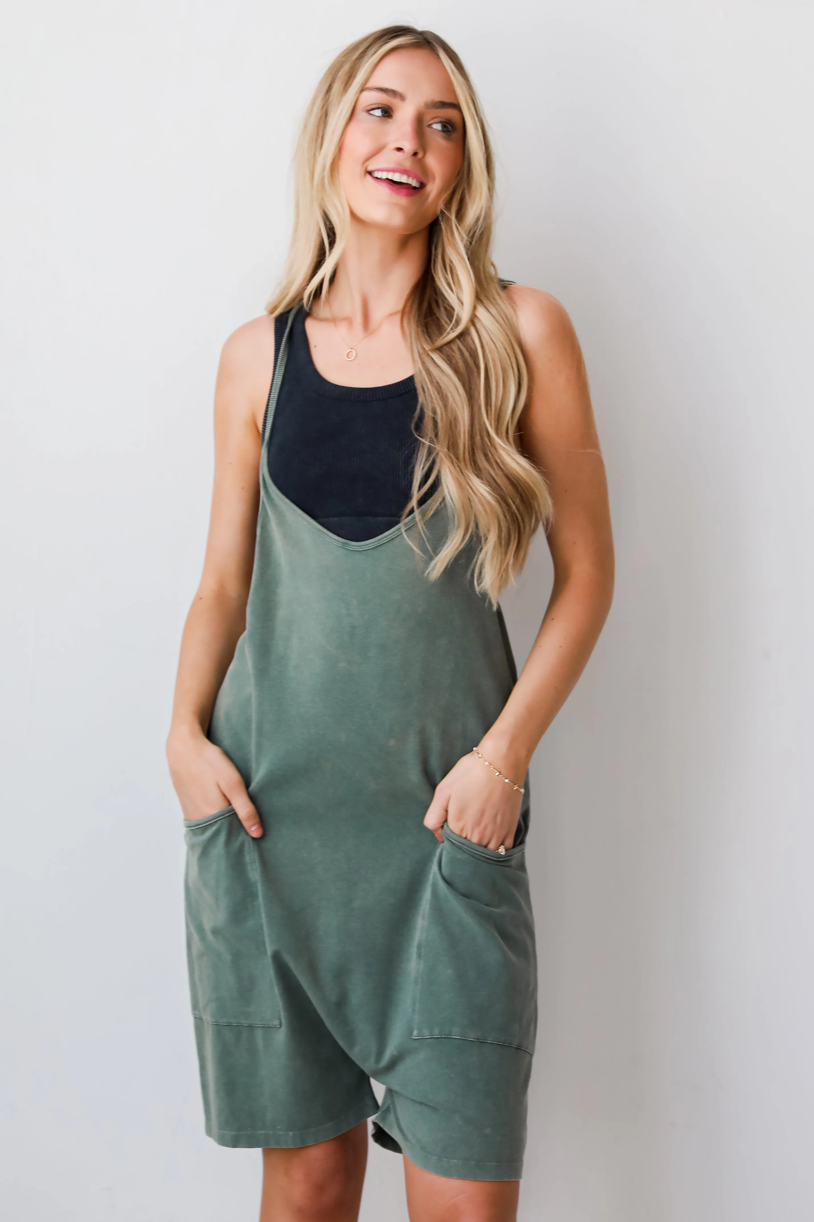 FINAL SALE - Super Base Olive Romper - DU DEAL