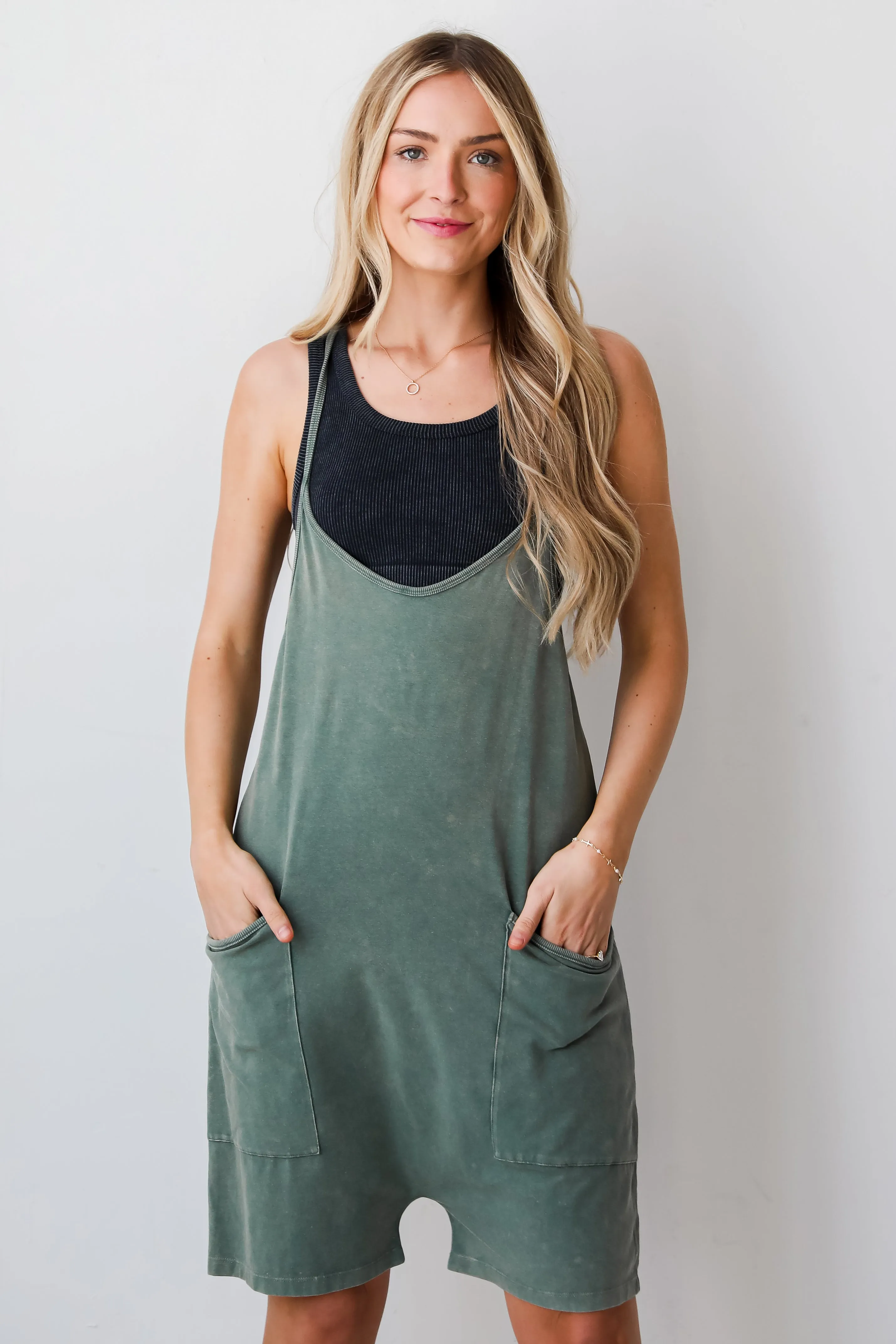 FINAL SALE - Super Base Olive Romper - DU DEAL