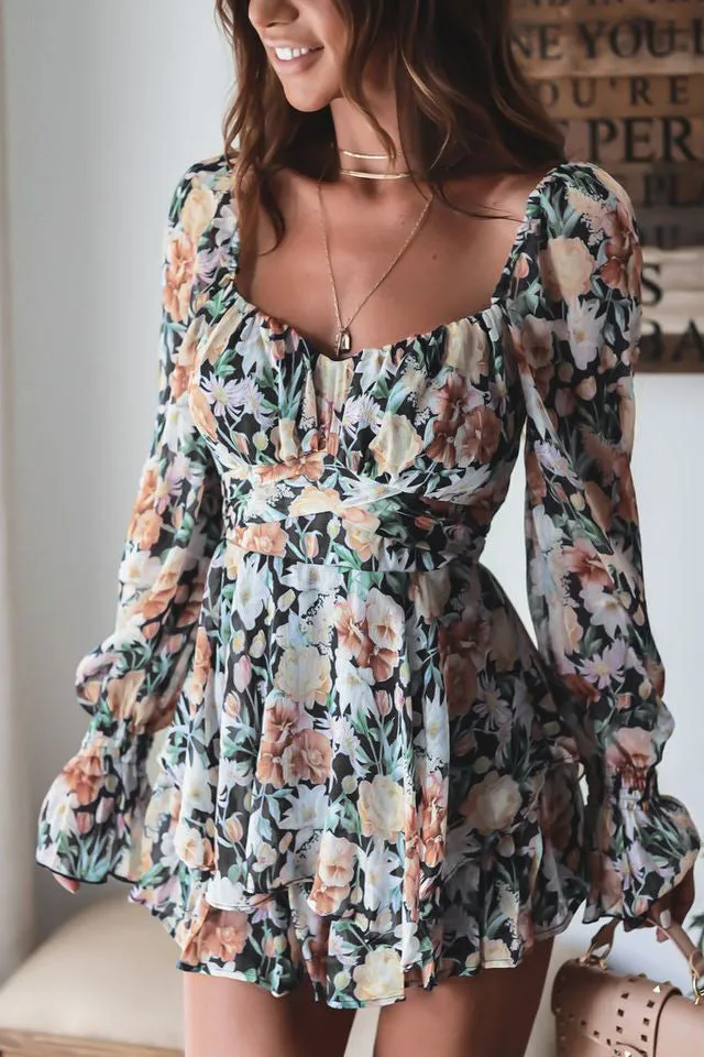 Floral Sweetheart Resort Vacation Romper