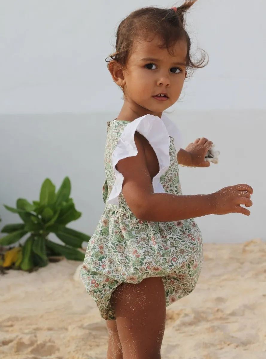 Flower romper in White