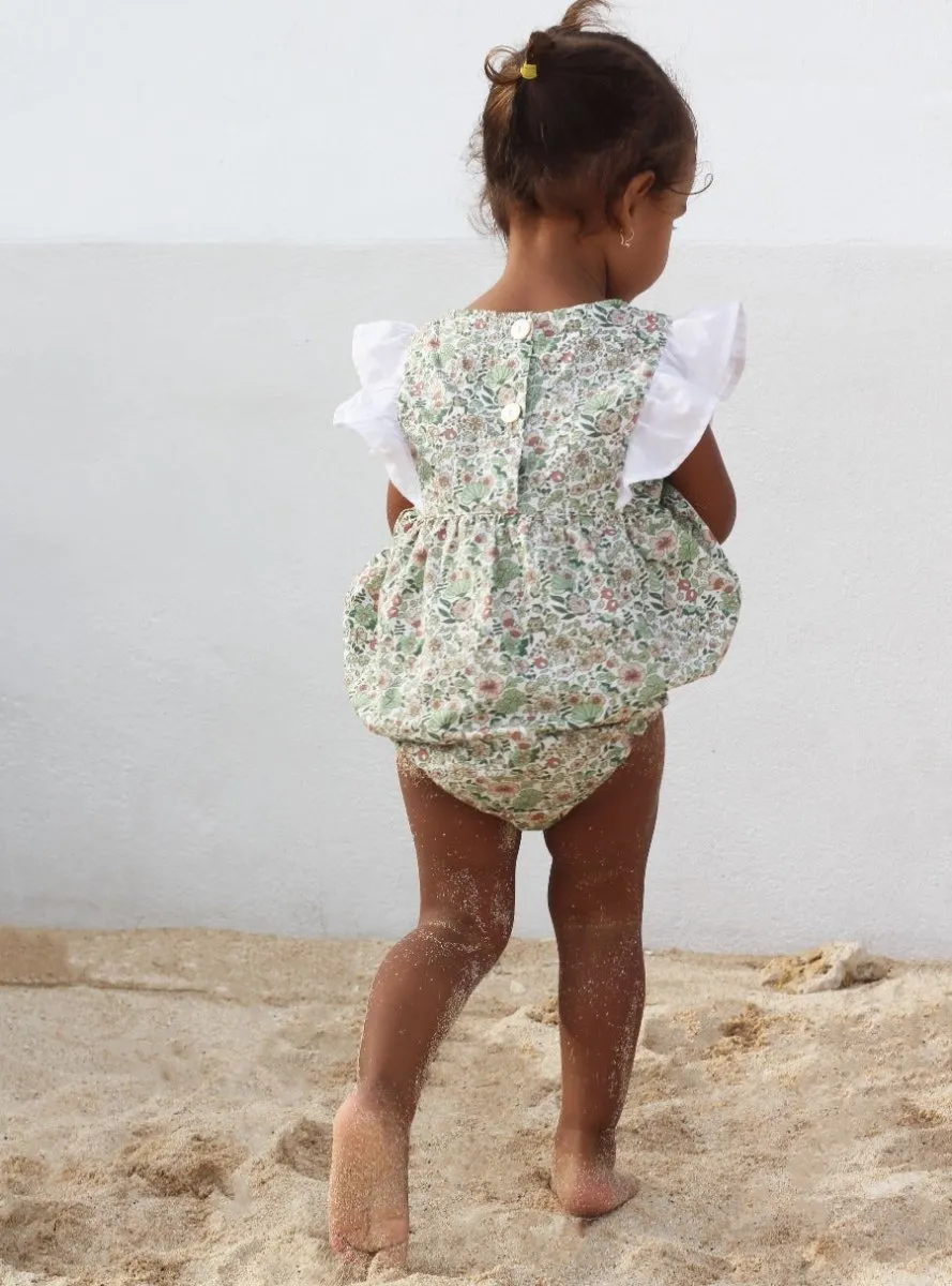 Flower romper in White