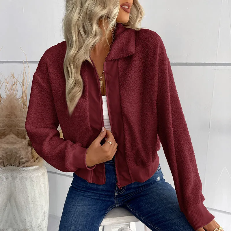 Flytonn-Fall Outfits Women Outwear Streetwear -women's outerwear women's coat New Fashionable Women's Solid Color Long Sleeve Lapel Shearling Jacket