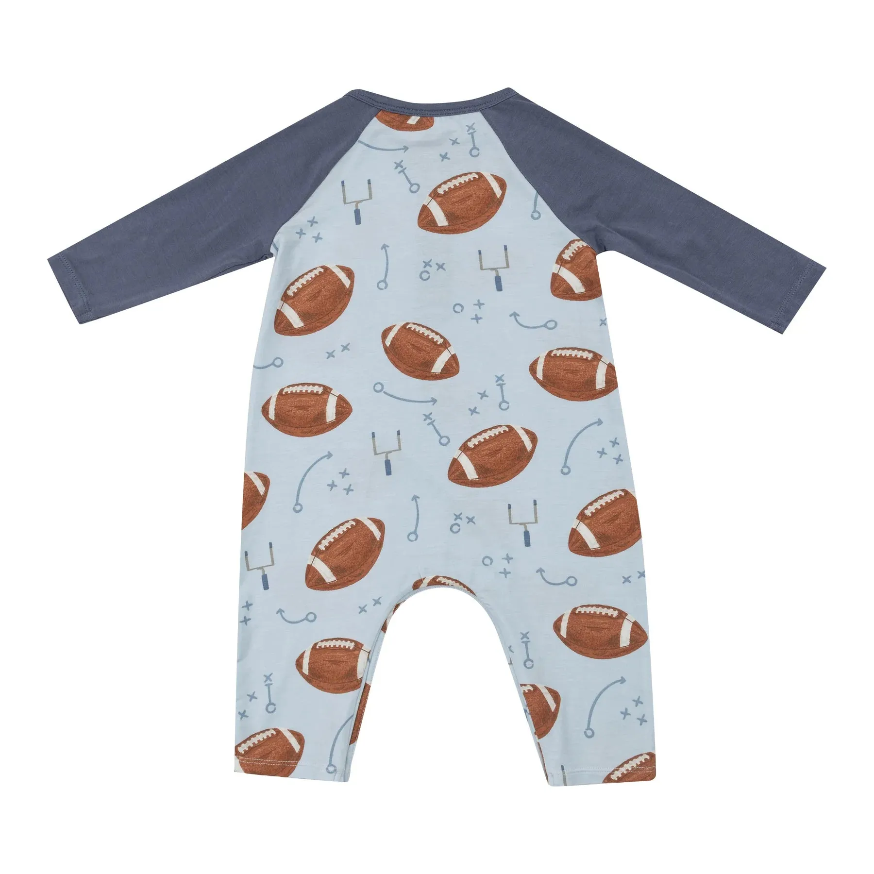 Football L/S Romper- Blue