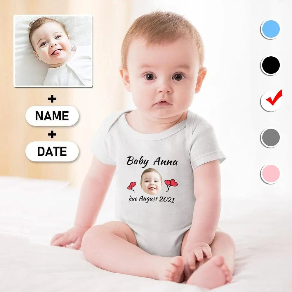 #For 3M-2T Custom Face&Name&Date Cherub Bubble Romper Baby Jumpsuit Personalized Baby Romper Newborn Baby Bodysuit