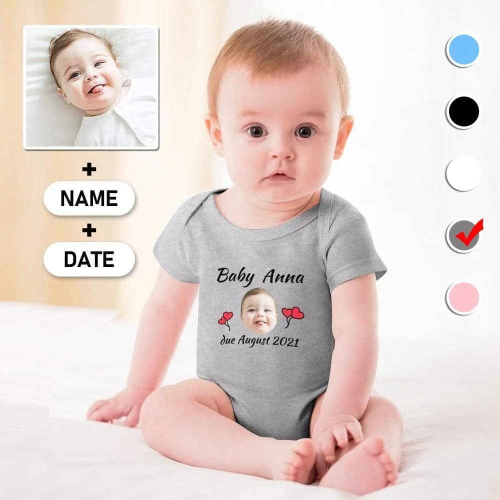 #For 3M-2T Custom Face&Name&Date Cherub Bubble Romper Baby Jumpsuit Personalized Baby Romper Newborn Baby Bodysuit