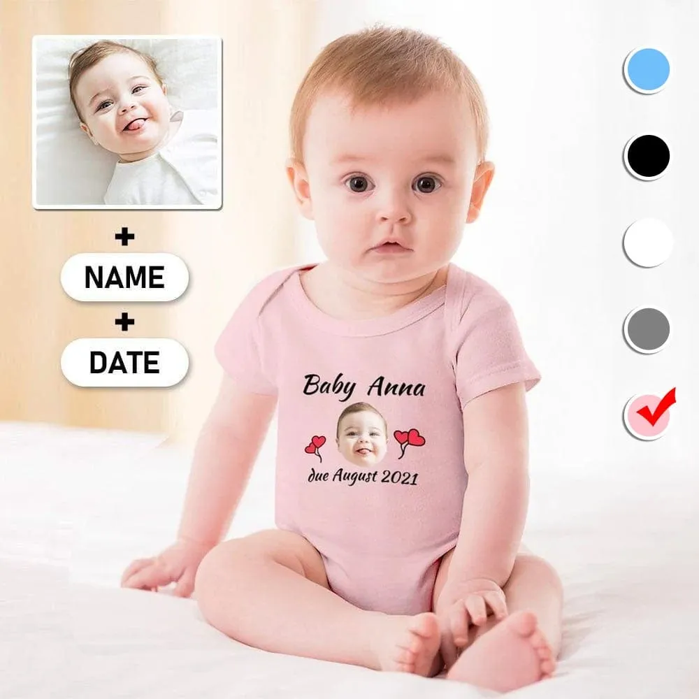 #For 3M-2T Custom Face&Name&Date Cherub Bubble Romper Baby Jumpsuit Personalized Baby Romper Newborn Baby Bodysuit