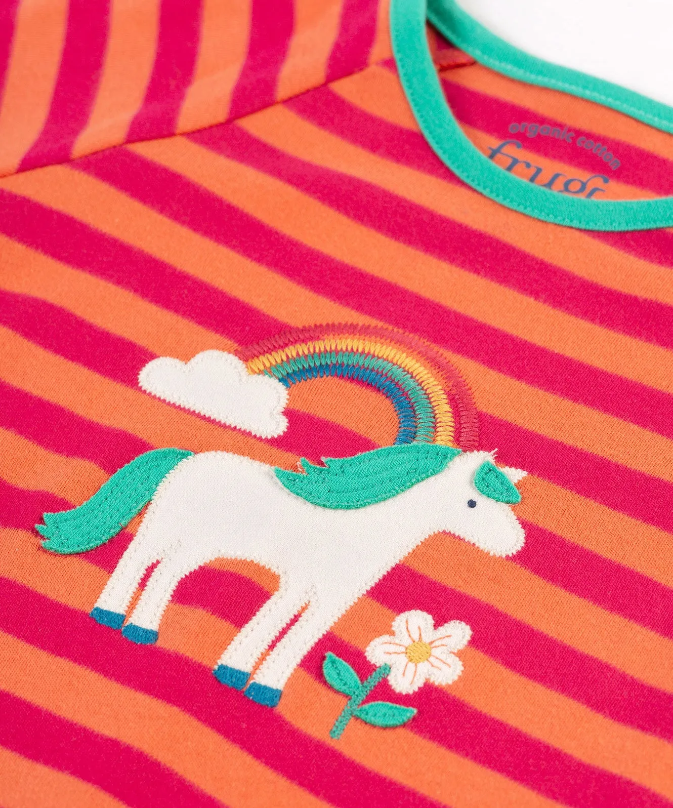 Frugi Rowan Romper - Cantaloupe Stripe/Horse