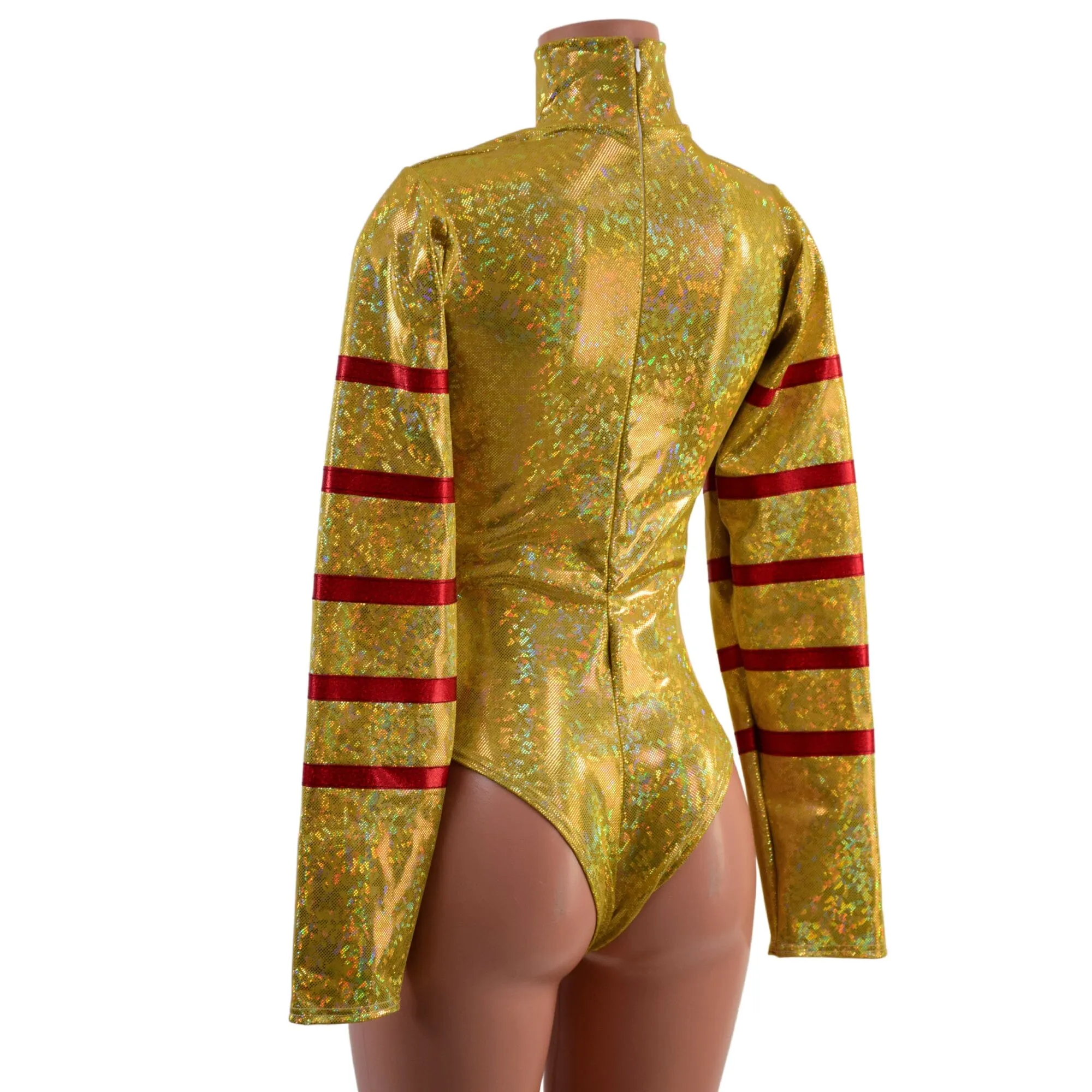 Gold, Red and Green Klown Romper with Brazilian Cut Leg