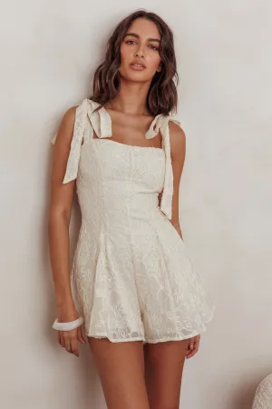 Good Days Tied Shoulder Romper Cream