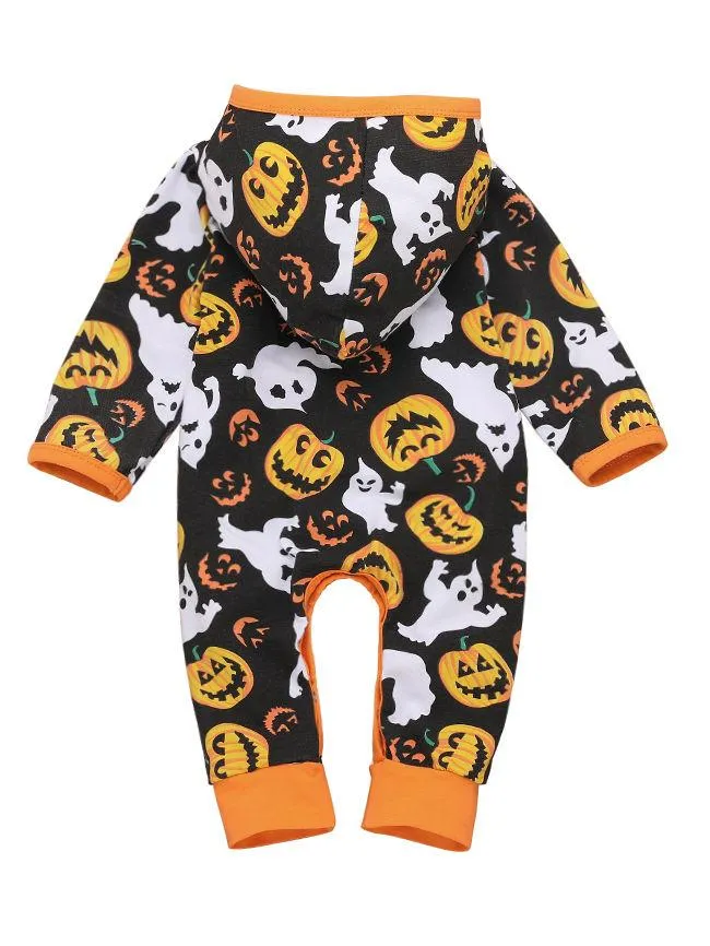 Halloween Ghost Pumpkin Infant Baby Hoodie Overall