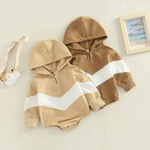 Hooded Bodysuit Long Sleeve Loose Fit Jumpsuit, 0-24M