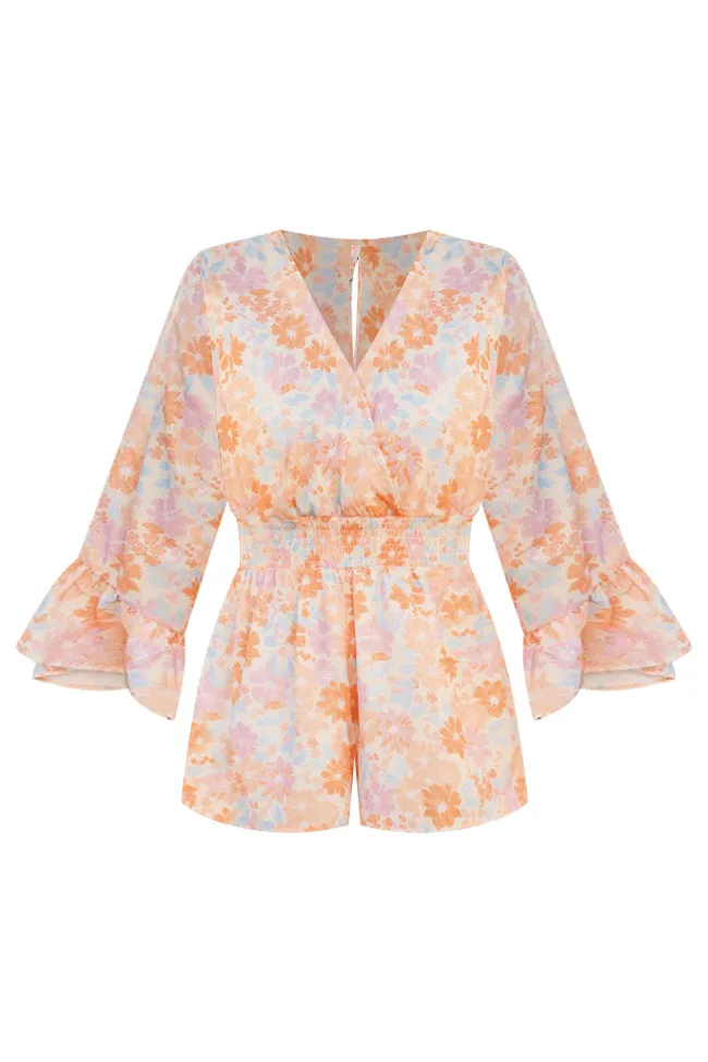 I Keep Hoping Floral Orange Romper FINAL SALE