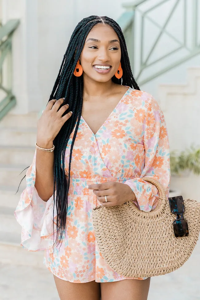 I Keep Hoping Floral Orange Romper FINAL SALE