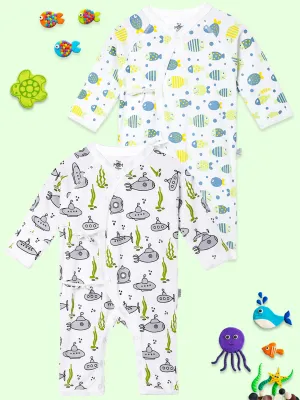 Jabla Style Infant Romper Combo of 2-Fishy Fish-Submarine Ride