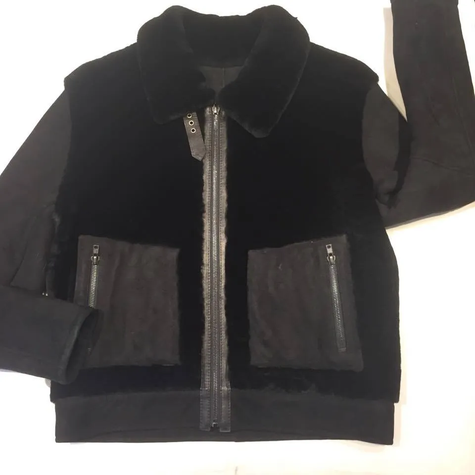 Jakewood Mouton Jet Black Shearling Jacket