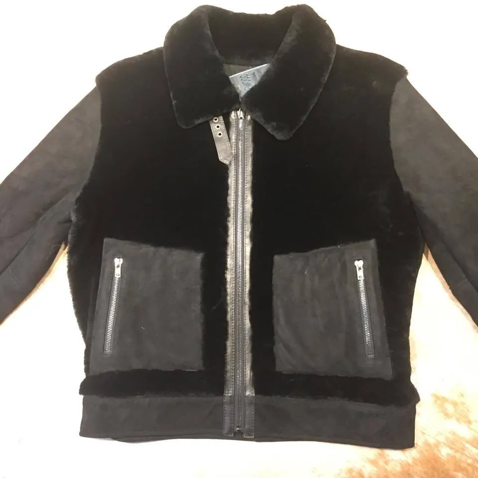 Jakewood Mouton Jet Black Shearling Jacket