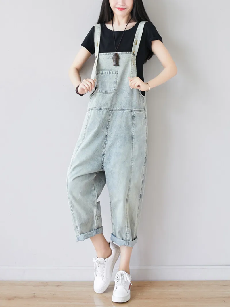 Just My Size Denim Cropped Overall Dungarees