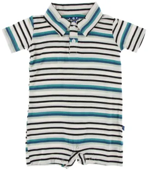 KicKee Pants Neptune Stripe S/S Polo Romper