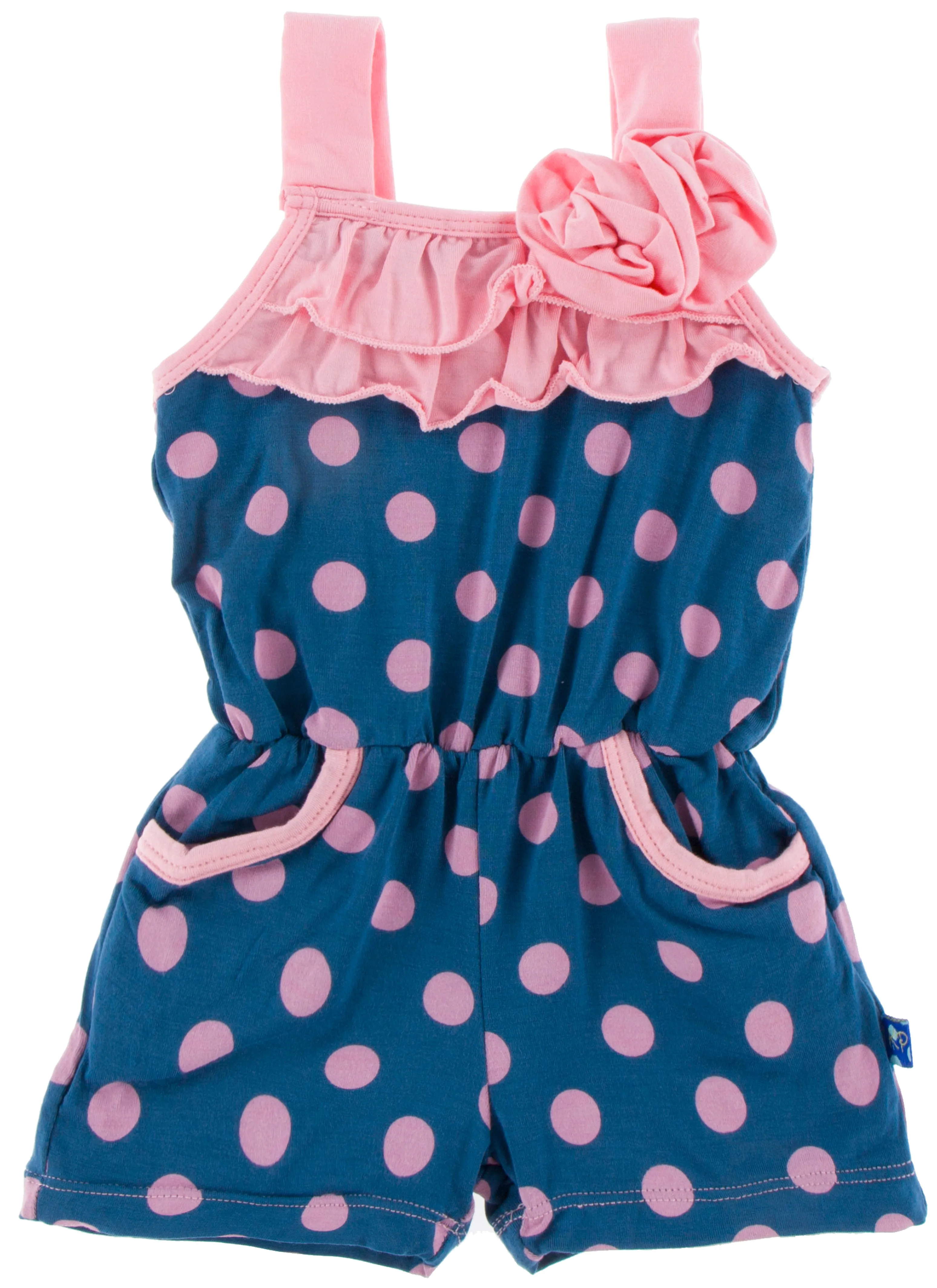 KicKee Pants Twilight Dot Flower Romper with Pockets